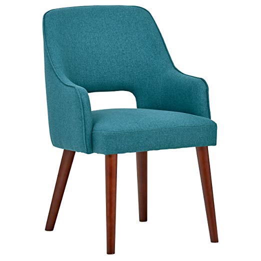 Rivet Whidbey Mid-Century Modern Open Back Kitchen Dining Room Accent Dining Chair, 22.8"W, Aqua Blue