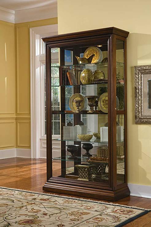 Pulaski Two Way Sliding Door Curio, 43 by 16 by 80-Inch, Brown