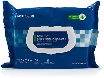 MCK Brand 47343100 Bath Wipe Staydry 7.5 X 12.5 Inch Soft Pack WPW50, Box Of 600, by McKesson