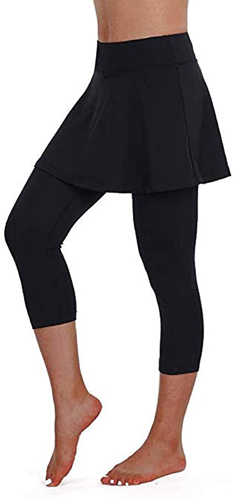 FONMA Women's Casual Skirt Leggings Tennis Sports Fitness Cropped Culottes Pants