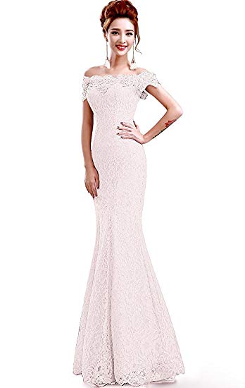 Babyonlinedress Babyonline Off Shoulder Lace Red Mermaid Evening Formal Bridesmaid Dress