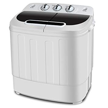 ZENY 2-in-1 Compact Mini Twin Tub Washing Machine w/Spin Cycle Dryer, 13Lbs Capacity w/Hose, Space/Time/Energy Saving (Twin tub)