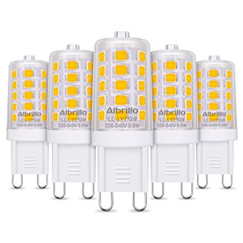 Albrillo G9 LED Bulb 3.5W, 40 Watt Halogen Bulbs Equivalent, Non-Dimmable Warm White, 300° Beam Angle, 5 Pack [Energy Class A  ]