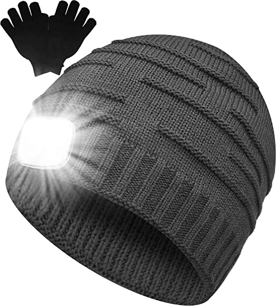 ZenNutt Christmas Tech Gifts for Men Women LED Beanie Hat with Light &Gloves Stocking Stuffer Mens Womens Gifts Him Her Teen