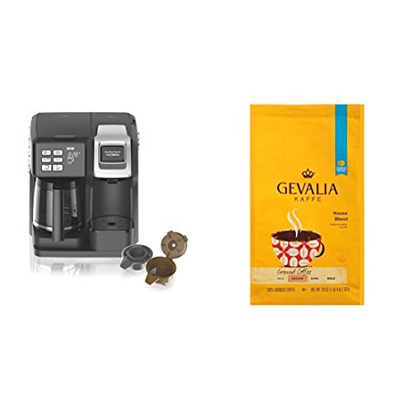 Hamilton Beach FlexBrew Programmable Coffee Maker & GEVALIA Medium Roast House Blend Coffee, 20 Ounce (ship seperately)