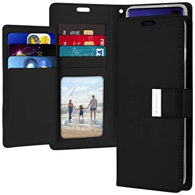Galaxy S10 Plus Wallet Case, Goospery Rich Diary [Extra Card Slots] PU Leather Flip Cover (Black) S10P-RIC-BLK