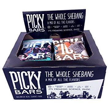 Picky Bars Variety Pack: All Natural Gluten Free Vegan Protein Energy Bar (1 box = 10 bars, All Flavors included)