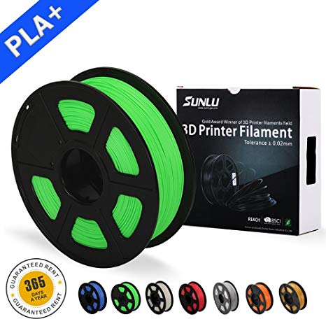 SUNLU 3D Printer Filament PLA Plus, 1.75mm PLA Filament, 3D Printing Filament Low Odor, Dimensional Accuracy  /- 0.02 mm, 2.2 LBS (1KG) Spool 3D Filament for 3D Printers & 3D Pens, Grass Green PLA