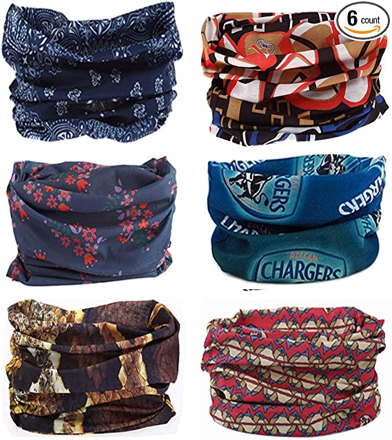 SmilerSmile Assorted Seamless Outdoor Sport Bandanna Scarf Wrap Headwrap, 12 in 1 High Elastic Magic Headband & Collars Muffler Scarf Face Mask with UV Resistance