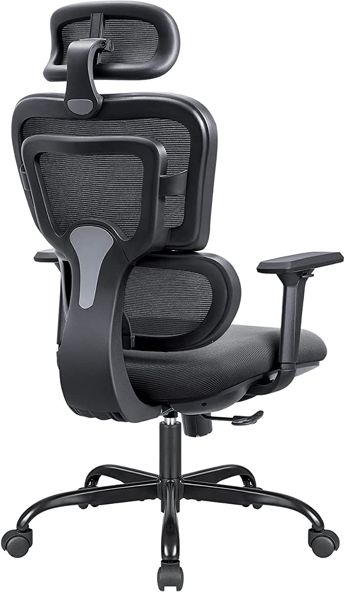 Flamaker Ergonomic Office Chair Mesh High Back Desk Chair with Adjustable Headrest and 3D Arms, Large Lumbar Support, Tilt Function, Swivel Computer Task Chair