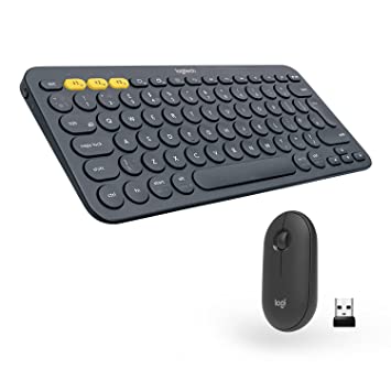 Logitech K380 Wireless Multi Device Bluetooth Keyboard for PC/Mac/Laptop/Smartphone/Tablet with M350 Pebble Bluetooth Wireless Mouse (Graphite)