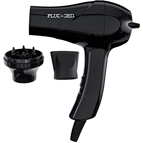 Plugged In Dual Voltage Travel Hair Dryer, 1000 Watts