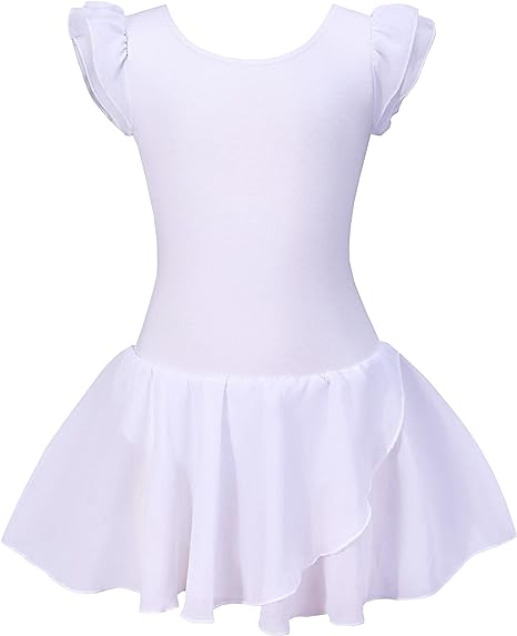 *daisysboutique* Girls Ballet Skirted Dress Ballerina Costume Ruffle Sleeve Tutu Dance Outfit Leotard
