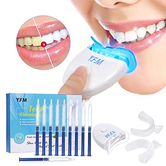 Teeth Whitening Kit, Teeth Whitening with Whitening Accelerator Light, Y.F.M Whitening Gel Quickly Remove Surface And Deep Stains No harm Professional Dental Whitener Best Home HISMILE System