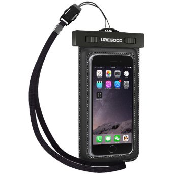 Waterproof Case Ubegood Universal Waterproof Dirtproof Snowproof Pouch case with armband function for iPhone 66s6 Plus5sSamsung Gaxaly S6S5 Note 65and other up to 55 Smartphones Black