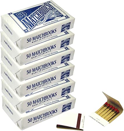 6 Boxes - Plain White Matches Matchbooks for Wedding Birthday Wholesale Made in America (300 Matchbook Total)