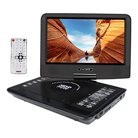 Smyidel 9.8" Portable DVD Player Supports SD Card/USB Port/CD/DVD, Rede Controller,2 Hour Rechargeable Battery, 9" Eye-Protective Screen, Support AV-in/Out,Region Free (Black)