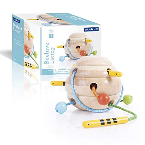 Guidecraft Beehive Lacing, Manipulative Preschool Toy for Kids