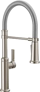 Delta Faucet Rhett Pro Commercial Style Kitchen Faucet, Kitchen Faucets with Pull Down Sprayer Brushed Nickel, Kitchen Sink Faucet, Faucet for Kitchen Sink with Magnetic Dock, Stainless 18829-SS-DST