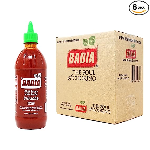 Badia Sriracha Hot Sauce, 17 Fluid Ounce (Pack of 6)