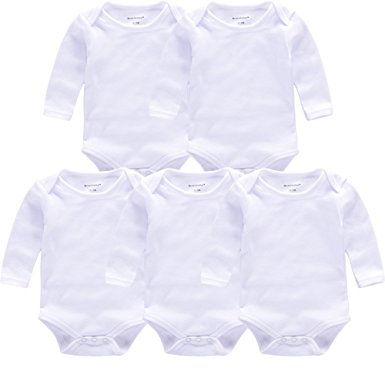 Momsbabe Baby Bodysuit White Unisex Short/Long Sleeve Onesies 100% Cotton Gift Newborn