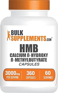 BulkSupplements.com HMB Capsules - as Calcium HMB, Beta-Hydroxy Beta-Methylbutyrate, HMB Supplement, Gluten Free - 3000mg HMB, 6 Capsules per Serving, 360 Capsules (Pack of 1)