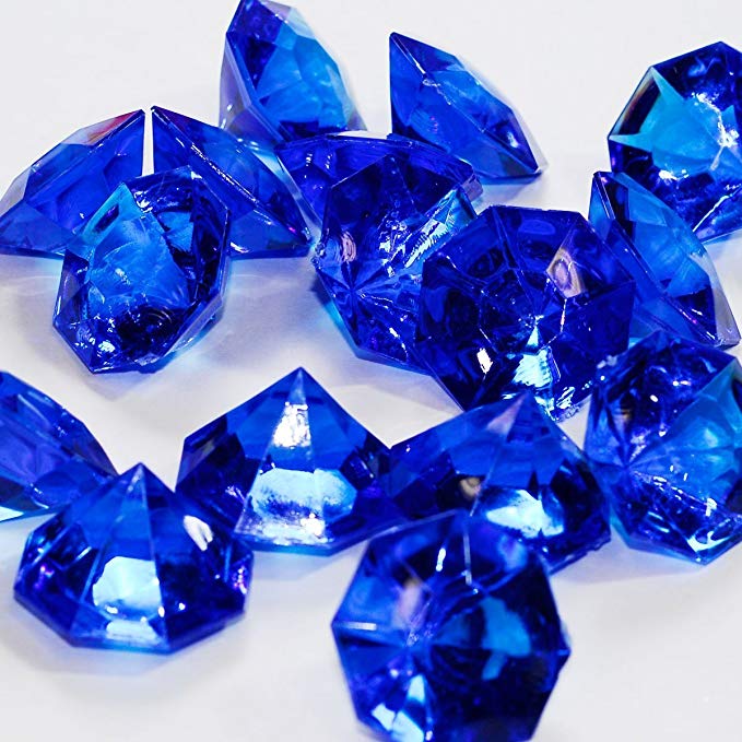 Royal Blue 25 Carat Acrylic Diamonds - 36 Acrylic Gems - Big Bling