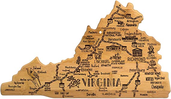 Totally Bamboo Virginia State Destination Bamboo Serving and Cutting Board