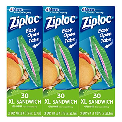 Ziploc Sandwich Bags, X-Large, 90 Count