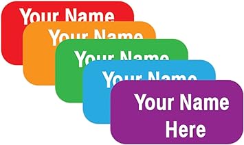 Personalized Waterproof Name Labels. (60 ct.) Press and Stick Custom Name Stick on Clothing Labels. Customized Up to 3 Lines Permanent Self Adhesive. Great for Camp & Daycare