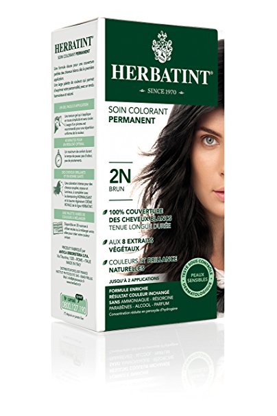 Herbatint Permanent Herbal Hair Color Gel, 2N Brown, 4.56 Ounce