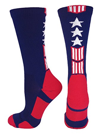 MadSportsStuff Patriot Stars and Stripes Athletic Crew Socks