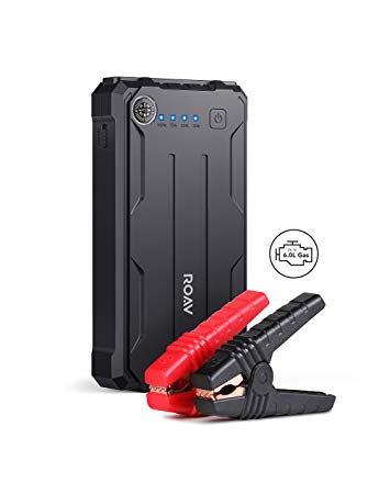 Roav Jump Starter Pro, 800A Peak 12V for Gasoline Engines up to 6.0L or Diesel Engines up to 3.0L, Emergency Portable Charger with Advanced Safety Protection, and a Built-In LED Flashlight and Compass