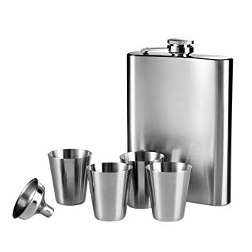 Premier Housewares Hip Flask Set, 4-Pieces - Stainless Steel