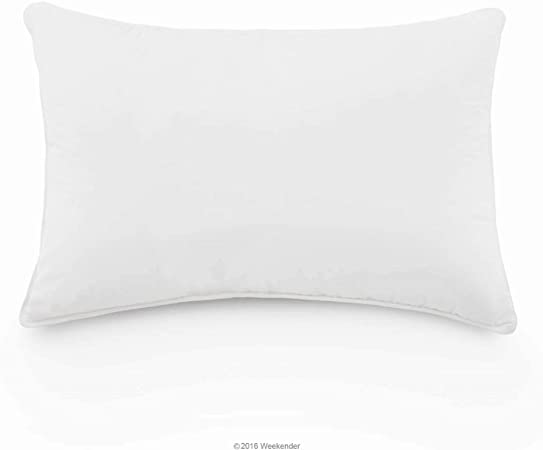 WEEKENDER Luxury Down Feather Pillow with 100% Cotton Fabric Cover, Standard, White