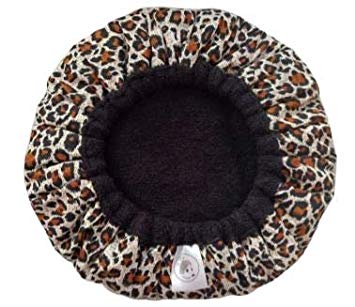 Cordless Deep Conditioning Heat Cap+2 Extra Durable Hair Clips- Microwavable Heat Cap for Deep Conditioning Hair Therapy, 100% Natural Cotton, Flaxseed Seed Interior for Maximum Heat Retention-Leopard