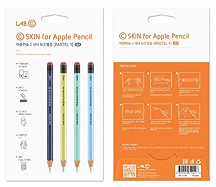 LAB.C C-Skin for Apple Pencil 2 [Pastel1] 4 Colors (Pastel Navy, Pastel Lemon, Pastel Mint, Pastel Blue) Sticker Type(4pcs in 1 Package)