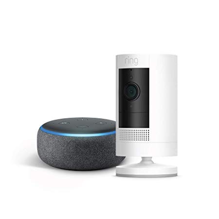 All-new Ring Stick Up Cam Battery with Echo Dot (Charcoal)