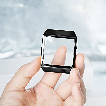 Fitbit Ionic Screen Protector Case, UBOLE Scratch-resistant Flexible Lightweight Plated TPU FullBody Protective Case for Fitbit Ionic Smart Watch (BLACK)