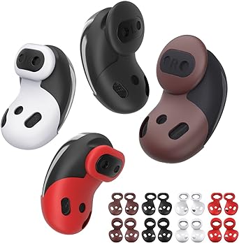 [8 Pairs] Ear Tips for Galaxy Buds Live, Silicone Anti-Slip Earbuds Cover Accessories Compatible with Samsung Galaxy Buds Live Ear Tips Cover Earbuds Wing Tips Replacement (4 Color) (2 Sizes-S/L)
