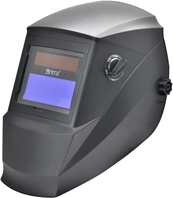 Antra AH6-260-0000 Auto Darkening Welding Helmet Wide Shade Range 4/5-9/9-13 Engineered for TIG MIG/MAG MMA Plasma Grinding, Solar-Lithium Dual Power, 6 1 Extra Lens Covers