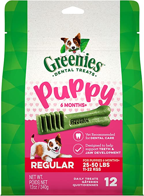 GREENIES Puppy 6  Months Natural Dental Dog Treats, 12 oz. Pack