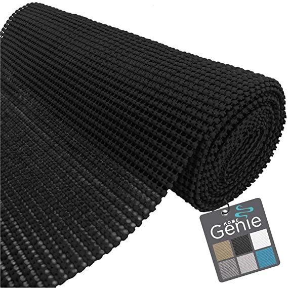 HOME GENIE Original Drawer and Shelf Liner, Non Adhesive Roll, 17.5 Inch x 10 FT, Durable and Strong, Grip Liners for Drawers, Shelves, Cabinets, Pantry, Storage, Kitchen and Desks, Pitch Black