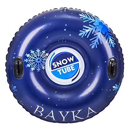 BAYKA Inflatable Snow Tube with Rapid Valves, Round Heavy Duty Air Snow Sleds for Kids and Adults, 47 Inch, Blue