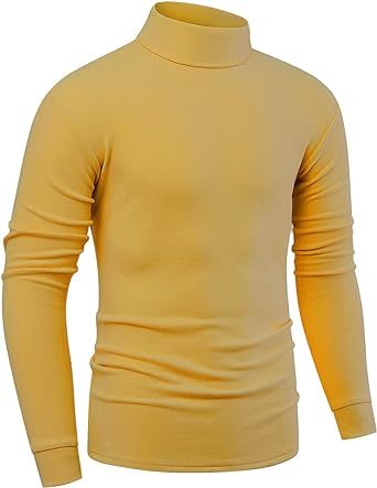 Mens Fleece Turtleneck Long Sleeve Shirts Soft Knitted Thermal Pullover Tops