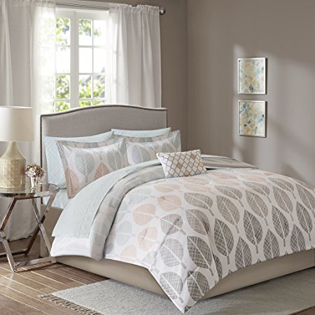 Central Park Complete Comforter Set Coral/Green Queen