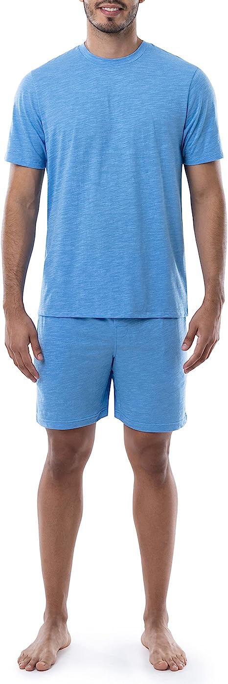 IZOD Men's Poly Cotton Jersey Sleep Shirt and Shorts Pajama Set