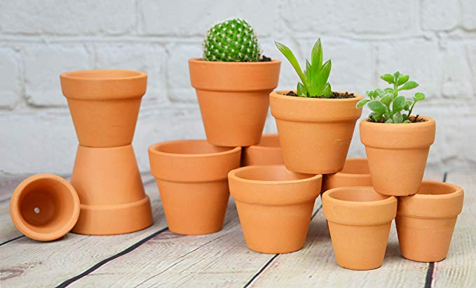 My Urban Crafts Mini Terracotta Clay Pots - 3 Different Size Assortment - Great for Baby Succulent Cuttings & Propagating, DIY Craft Projects, Wedding & Party Favors (12 Pcs Variety Pack)