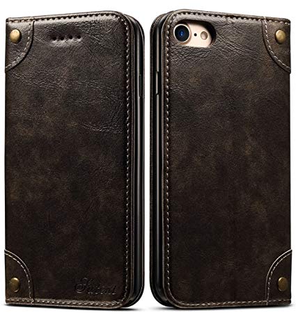 SINIANL iPhone 6 6S 7 8 X Plus Leather Wallet Case Kickstand TPU Bumper With Card Holder Slots Flip Cover