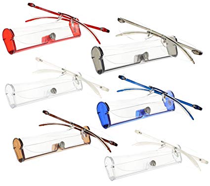 Reading Glasses 3.00 | 6 Pack Flexible Rimless Readers with Case for Men and Women [6 Pack, 3.00]